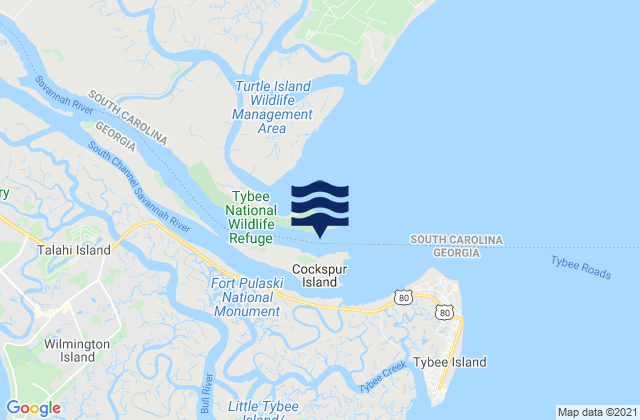 Karte der Gezeiten Savannah River Entrance (between jetties), United States