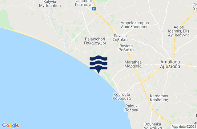Karte der Gezeiten Savália, Greece