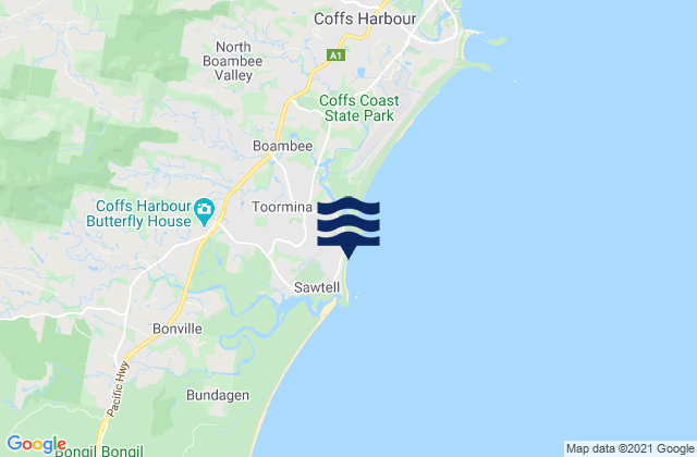 Karte der Gezeiten Sawtell, Australia