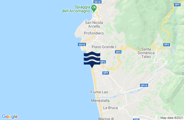Karte der Gezeiten Scalea, Italy