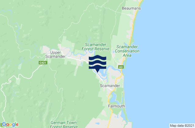 Karte der Gezeiten Scamander Rivermouth, Australia