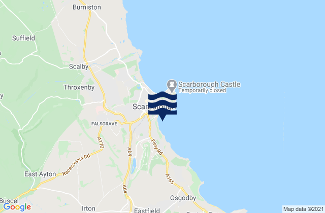 Karte der Gezeiten Scarborough South Bay Beach, United Kingdom