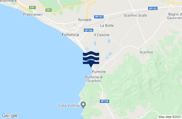 Karte der Gezeiten Scarlino, Italy