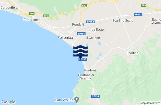 Karte der Gezeiten Scarlino Scalo, Italy