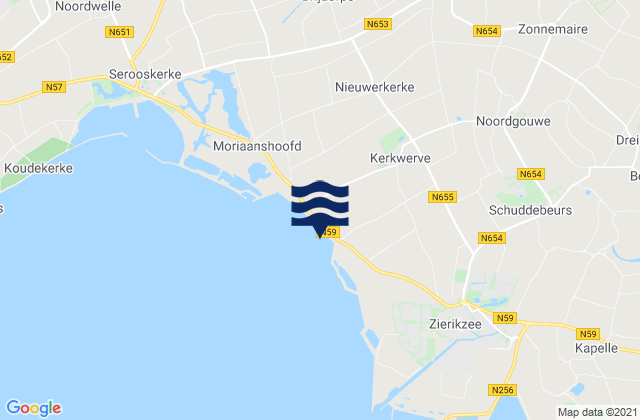 Karte der Gezeiten Schouwen-Duiveland, Netherlands