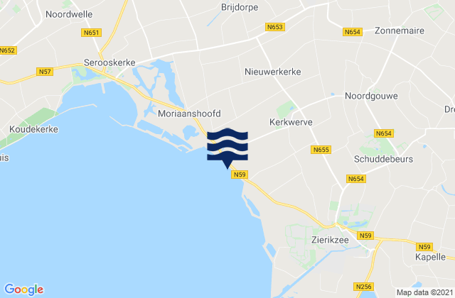 Karte der Gezeiten Schouwen-Duiveland, Netherlands
