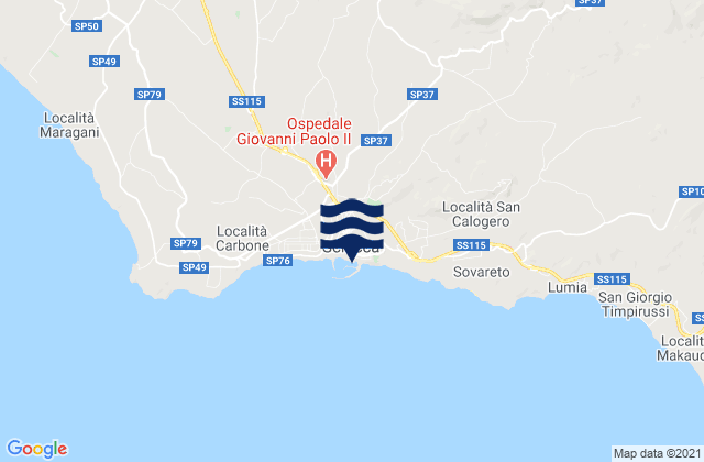 Karte der Gezeiten Sciacca, Italy