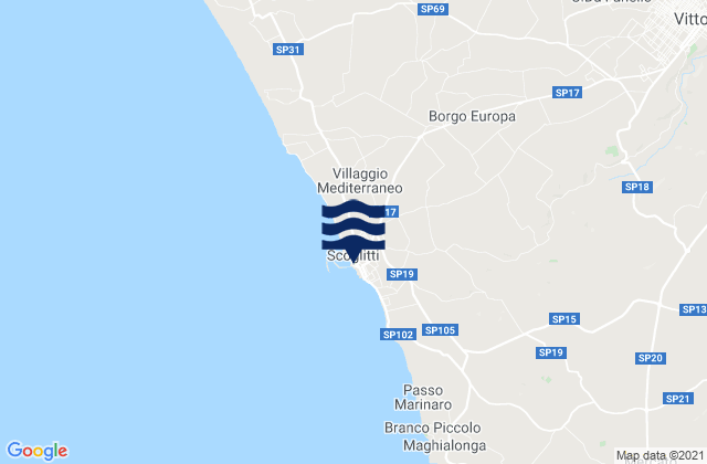 Karte der Gezeiten Scoglitti, Italy