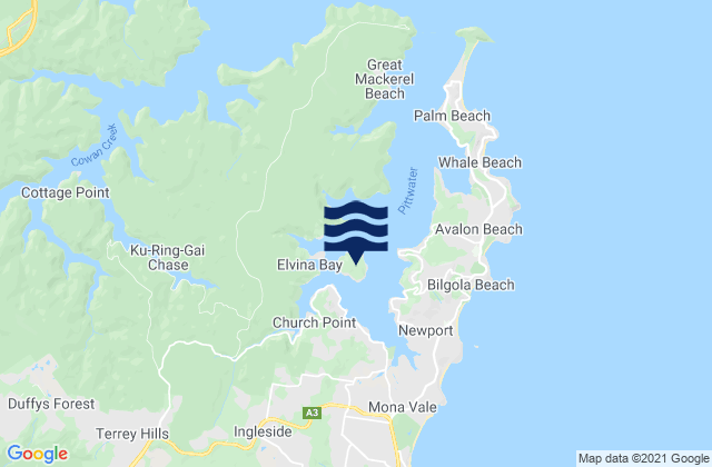 Karte der Gezeiten Scotland Island, Australia