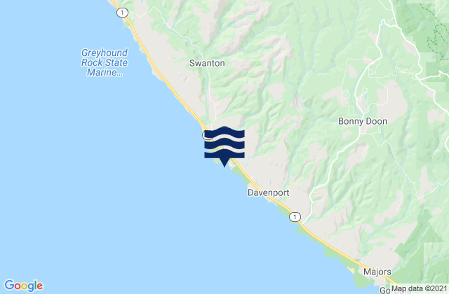 Karte der Gezeiten Scott Creek-Beach, United States