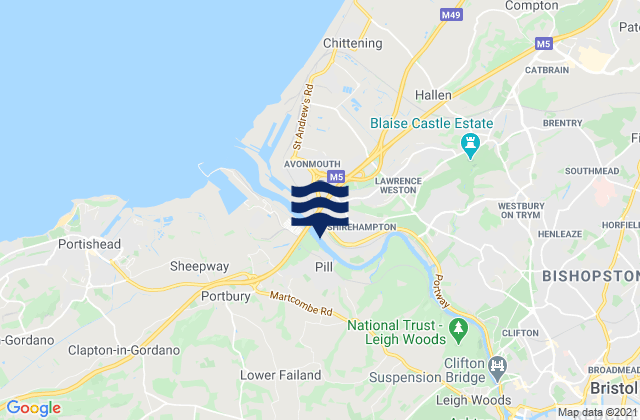 Karte der Gezeiten Sea Mills, United Kingdom