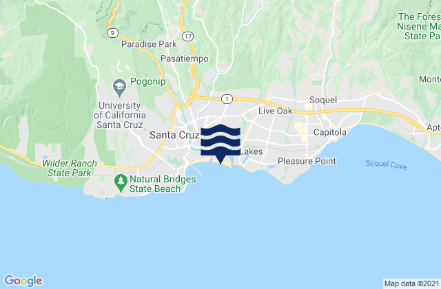 Karte der Gezeiten Seabright Beach, United States