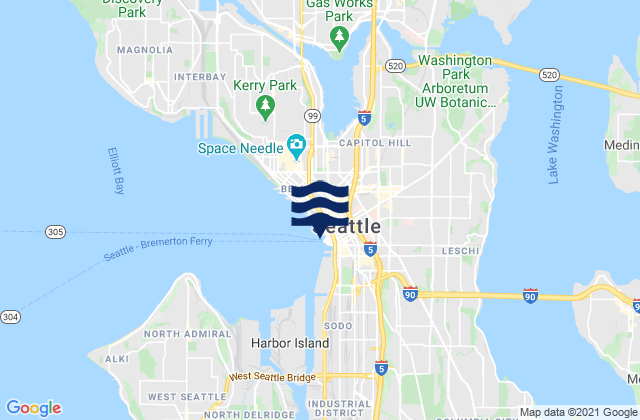Karte der Gezeiten Seattle (madison St ) Elliott Bay, United States