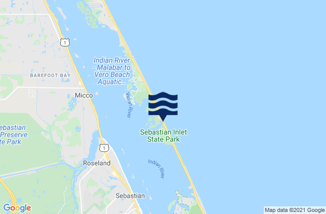 Karte der Gezeiten Sebastian Inlet, United States