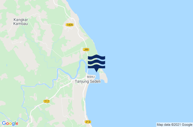 Karte der Gezeiten Sedili, Malaysia