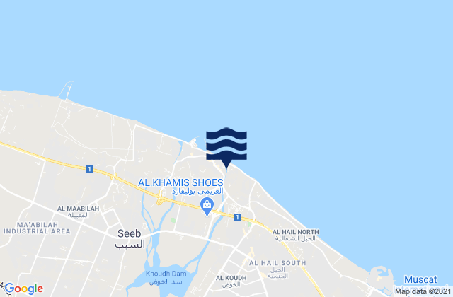 Karte der Gezeiten Seeb, Oman