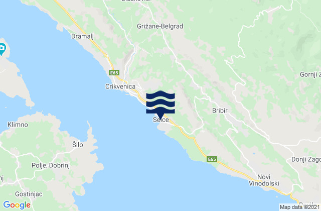 Karte der Gezeiten Selce, Croatia