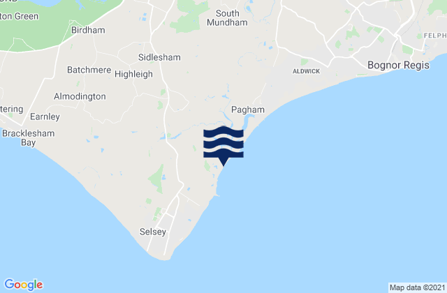 Karte der Gezeiten Selsey (Pagham Harbour) Beach, United Kingdom