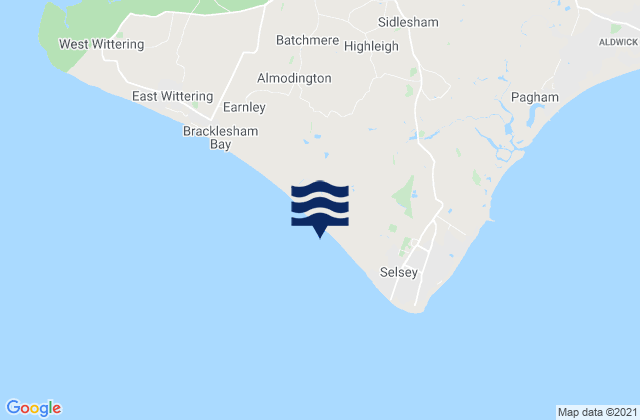 Karte der Gezeiten Selsey West Beach Beach, United Kingdom