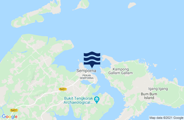 Karte der Gezeiten Semporna (Darvel Bay), Malaysia