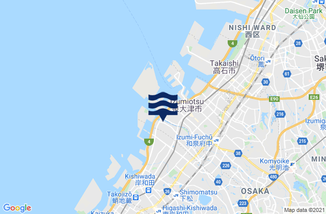 Karte der Gezeiten Senboku-gun, Japan