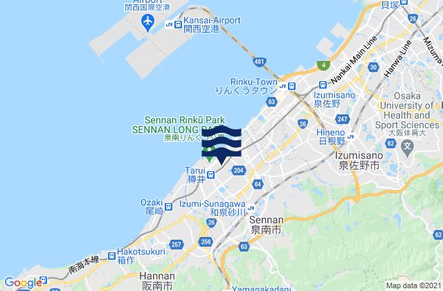 Karte der Gezeiten Sennan Shi, Japan