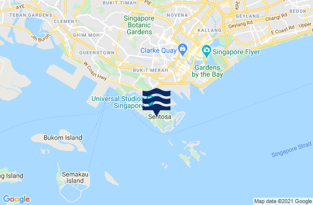 Karte der Gezeiten Sentosa Island, Singapore