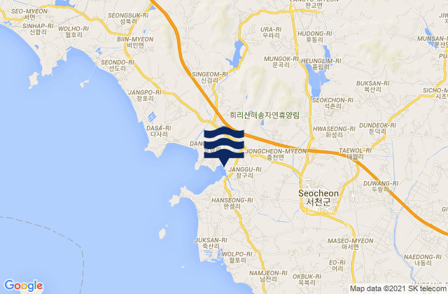 Karte der Gezeiten Seocheon-gun, South Korea
