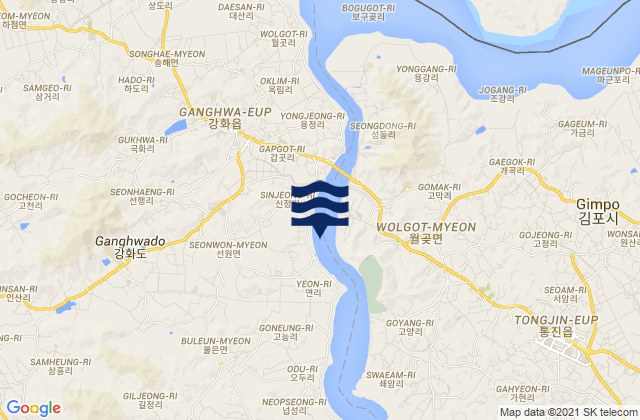 Karte der Gezeiten Seonwon, South Korea