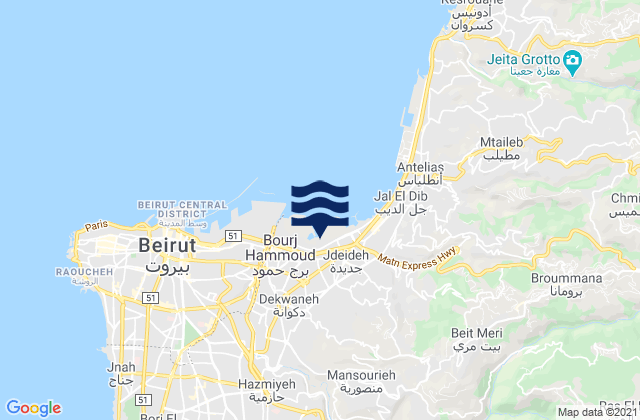 Karte der Gezeiten Seper, Lebanon