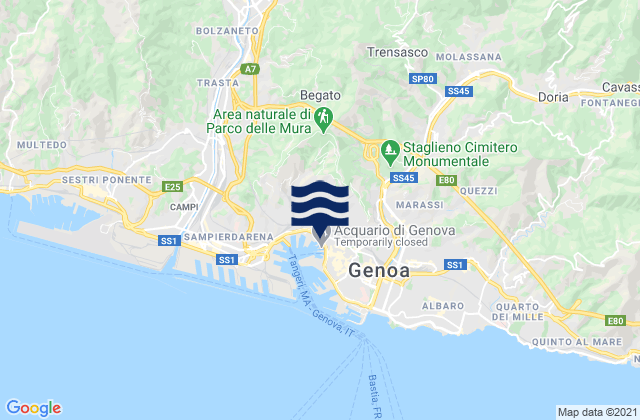 Karte der Gezeiten Serra Riccò, Italy