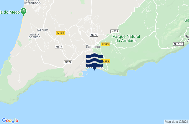 Karte der Gezeiten Sesimbra, Portugal
