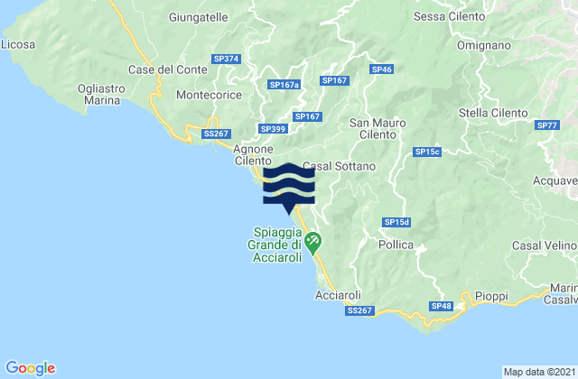 Karte der Gezeiten Sessa Cilento, Italy