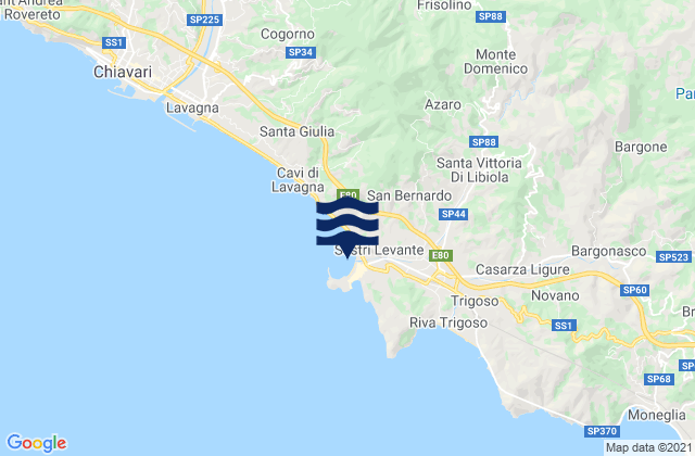 Karte der Gezeiten Sestri Levante, Italy