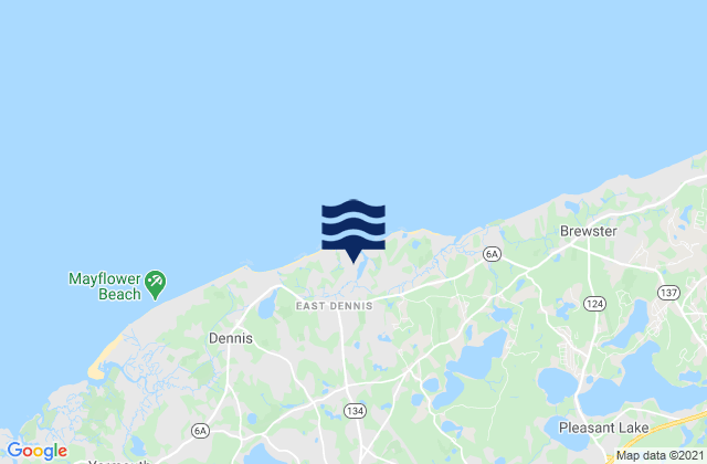 Karte der Gezeiten Sesuit Harbor East Dennis, United States
