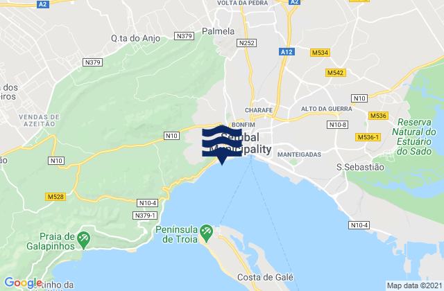 Karte der Gezeiten Setubal Setubal Harbor, Portugal
