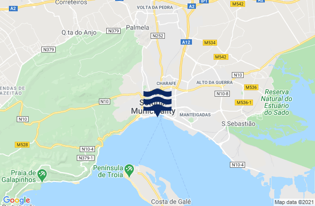 Karte der Gezeiten Setúbal, Portugal