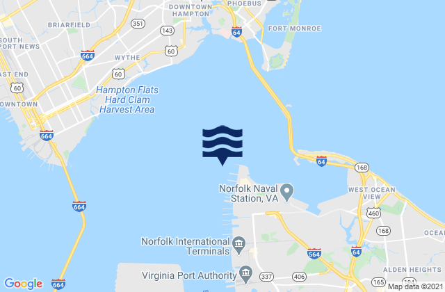 Karte der Gezeiten Sewells Point (Naval Station Norfolk), United States