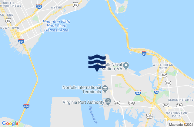 Karte der Gezeiten Sewells Point pierhead, United States