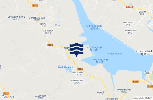 Karte der Gezeiten Shantou Shi, China