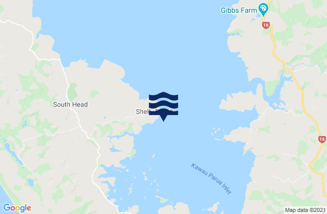 Karte der Gezeiten Shelly Beach, New Zealand