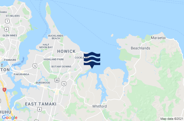 Karte der Gezeiten Shelly Park Beach, New Zealand