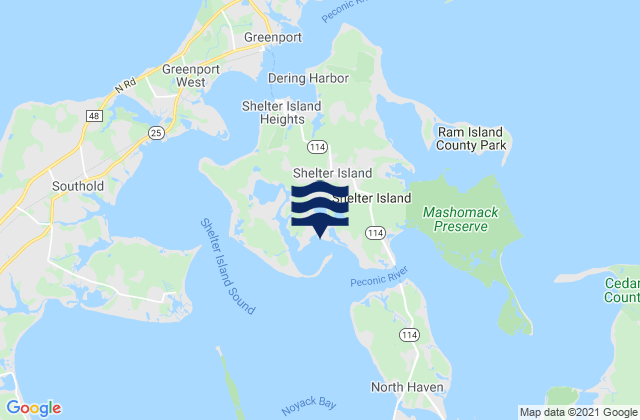 Karte der Gezeiten Shelter Island, United States