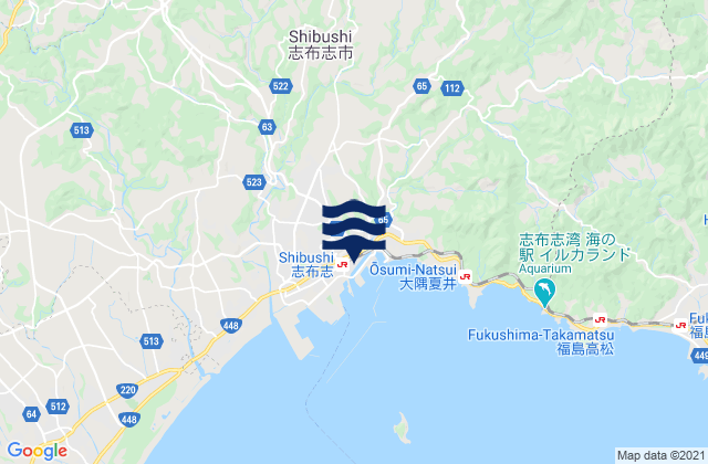 Karte der Gezeiten Shibushi, Japan