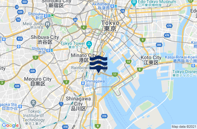 Karte der Gezeiten Shibuya-ku, Japan
