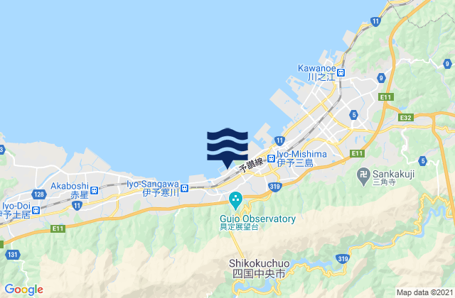 Karte der Gezeiten Shikoku-chūō Shi, Japan