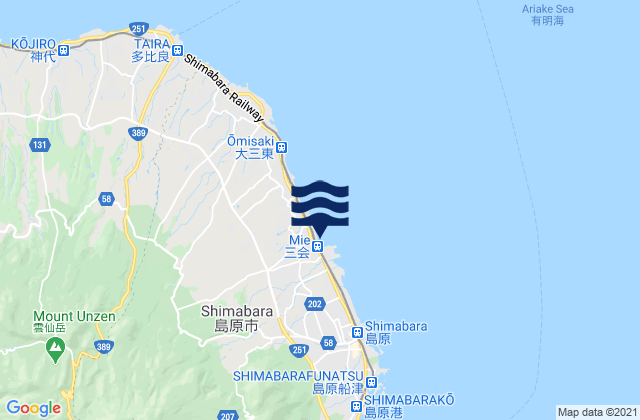 Karte der Gezeiten Shimabara-shi, Japan