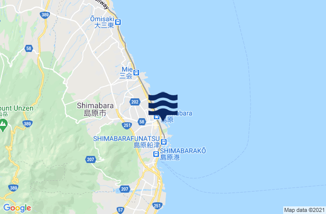 Karte der Gezeiten Shimabara, Japan