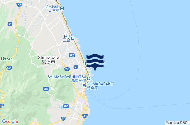 Karte der Gezeiten Shimabara Shimabara Kaiwan, Japan
