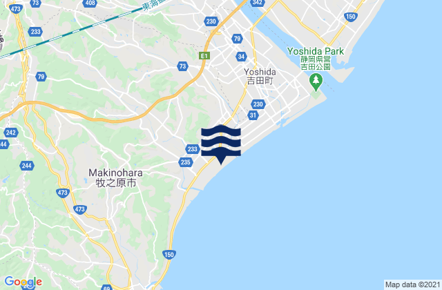 Karte der Gezeiten Shimada, Japan